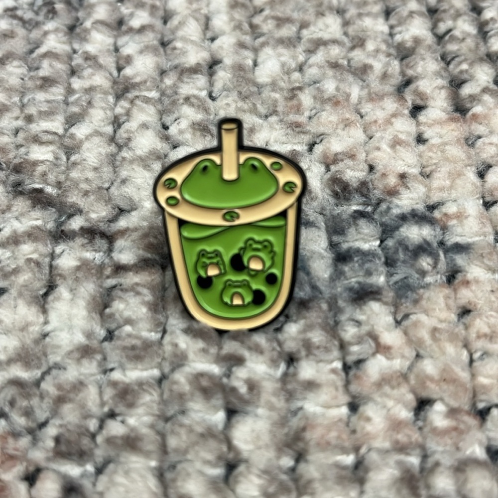 Green Bubble Tea Enamel Pin